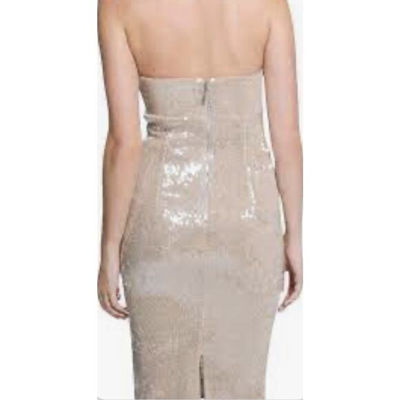 Guess Women Beige Metallic Sequins Strapless Sweetheart Jamie Dress Size 4 $188 - Picture 2 of 5